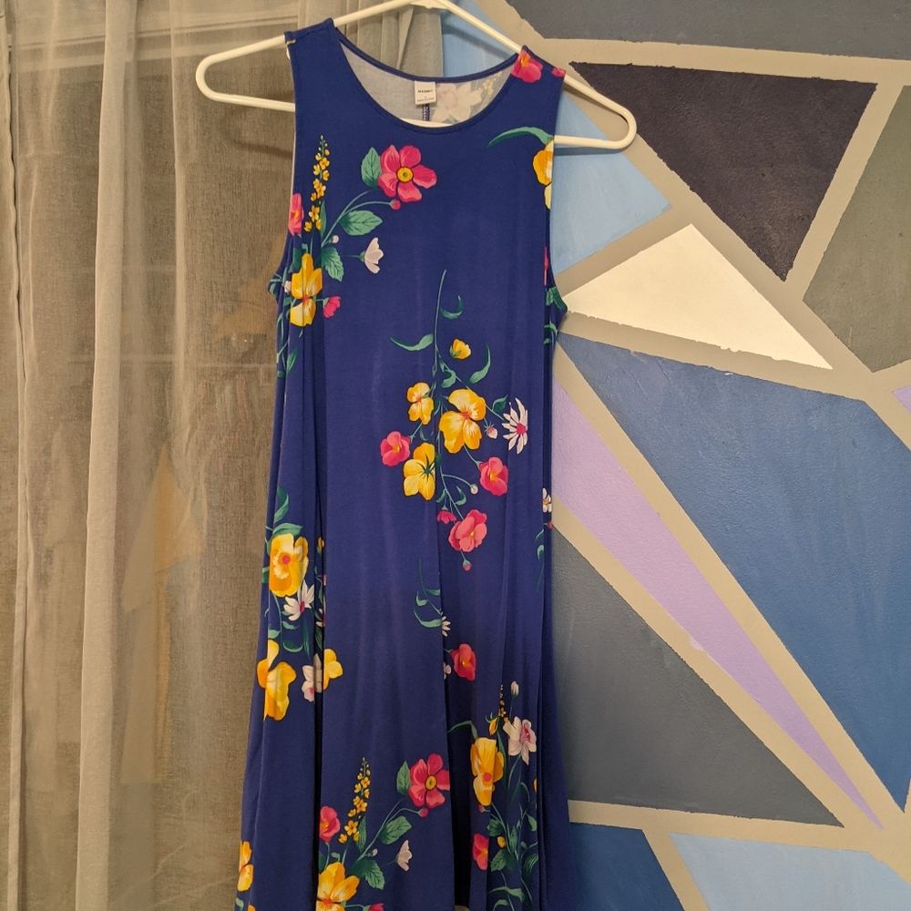 Blue flower print dress